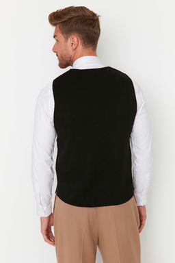 Trendyolmilla Man Siyah Slim Fit Kruvaze Dugmeli Yelek TMNAW21YE0014  фото 5