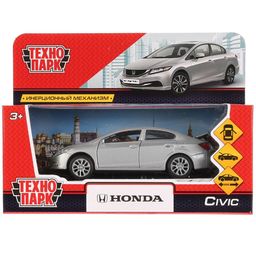 Модель металл. "HONDA CIVIC" 12см, серебристая (272308, CIVIC-SL) откр. двери/багажник, в коробке
