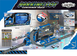 Игр. набор "Парковка. Полиция" (879-112) в собр. виде 97*39*18,5см +5 мет. моделей 1:64 и 8 дор. знаков, собирается в автовоз 45*19см, в коробке