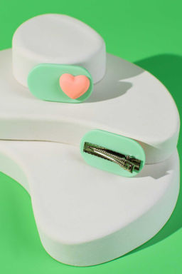 Набор заколок для волос зажим, арт. 71779 / 10 СЕРДЕЧКИ (в наборе: 2шт., 3,9 см, черный металл, по