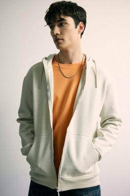 Regular Fit Kapusonlu Ici Yumusak Tuylu Cepli Basic Duz Fermuarl? Sweatshirt - Defacto фото 7