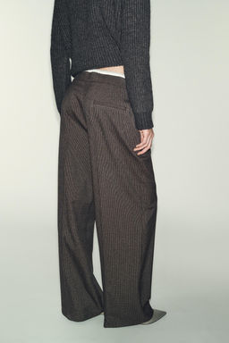 HOUNDSTOOTH WIDE-LEG TROUSERS WITH DOUBLE WAISTBAND - Zara фото 5