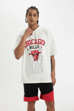 DeFactoFit Футболка оверсайз с капюшоном и короткими рукавами NBA Chicago Bulls фото 3