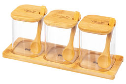 Набор банок для специй Elan Gallery Crystal Glass 3 шт 450 мл с ложкой фото 18