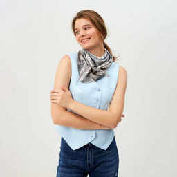 Платок женский MINAKU р-р 90*90 см, цвет серый  фото 4