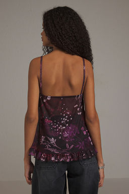 Trendyolmilla Bordo Cicekli Pencere Detayl? ve F?rf?rl? Regular/Normal Kal?p Orme Bluz TWOSS25BZ00382 фото 4