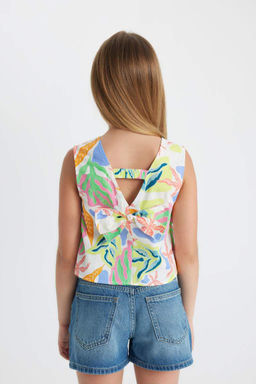 Блузка без рукавов с узором для девочки - Defacto фото 7