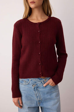 Bordo Kare Yaka Dantel Garnili Triko H?rka-Bluz Yumusak Dokulu Triko Tak?m TWOAW26HI00086 - Trendyolmilla фото 12