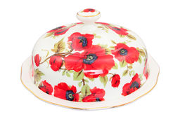 Блинница 23,5*23,5*12,5 см "Маки" фарфор NEW BONE CHINA