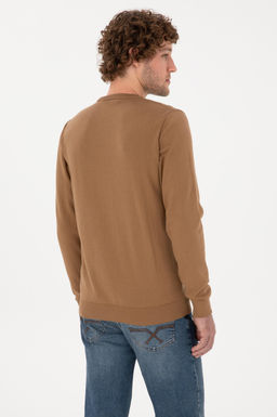 Erkek Slim Fit Bisiklet Yaka Camel Basic Kazak - U.s. polo assn фото 5