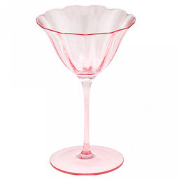 Бокал стеклянный "Карамель" 200мл, д9,7см, h15см, для мартини, волнистый край, розовый прозрачный (Китай)