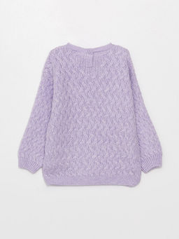 Bisiklet Yaka Kendinden Desenli K?z ?ocuk Triko Kazak