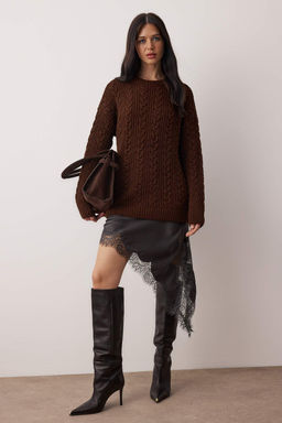 Pembe Yumusak Dokulu Genis Kal?p Triko Kazak TWOAW26KZ00135 - Trendyolmilla фото 12