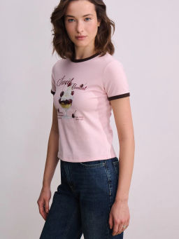 Облегающая футболка с принтом / Zarina фото 5
