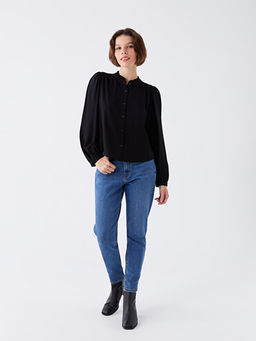 Y?ksek Bel Slim Mom Kad?n Jean Pantolon