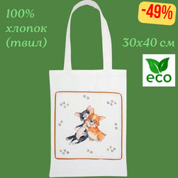 СУМКА ДРУЖБА,30Х40СМ,БЕЛЫЙ, 100% ХЛОПОК,ТВИЛ