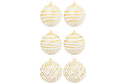 Набор 6 новогодних шаров 9,5*9,5 см Золотой винтаж шампань с эффектом старины - Elan gallery фото 4