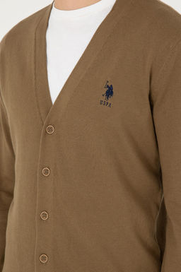 Мужской базовый трикотажный кардиган цвета хаки - U.s. polo assn фото 7