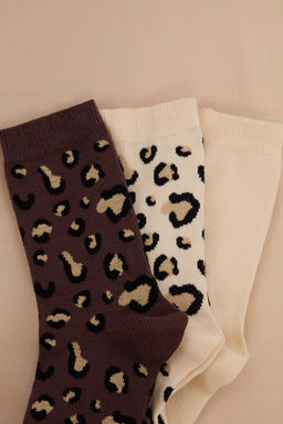 Gri-Siyah-Beyaz 3lu Animal Jakar Orme Corap THMSS26CO00032 - Trendyolmilla фото 4