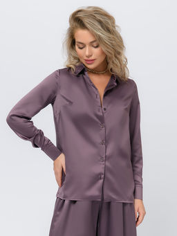 Рубашка шоколадного цвета с длинными рукавами