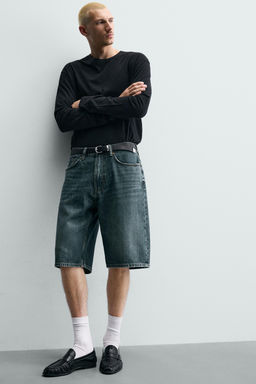 BERMUDA DENIM LOOSE FIT / Azul / Verde - Zara фото 5