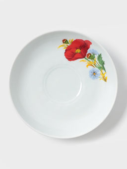 Блюдце Добрушский завод «Маки красные», d=15 см, фарфор, белое