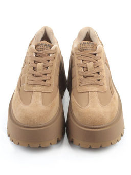 04-P117-2C BEIGE Кроссовки демисезонные женские (натуральная замша, натуральная кожа, текстиль)
