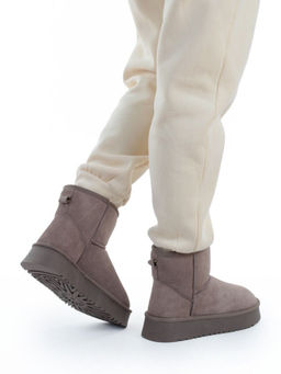 04-PF8521-4 GRAY/BEIGE Угги женские (натуральная замша, 100% шерсть)