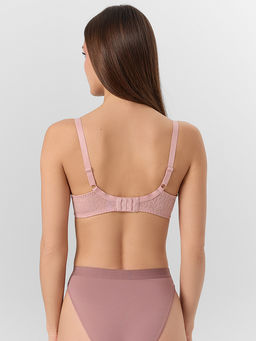 Бюстгальтер макси женский розовый с кружевом