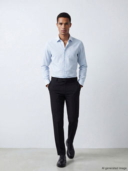 Slim Fit ?izgili Gabardin Erkek G?mlek