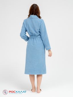 Женский махровый халат с кантом голубой МЗ-32 (62)