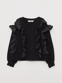 Bisiklet Yaka F?rf?r Detayl? Uzun Kollu K?z ?ocuk Sweatshirt - Waikiki фото 3