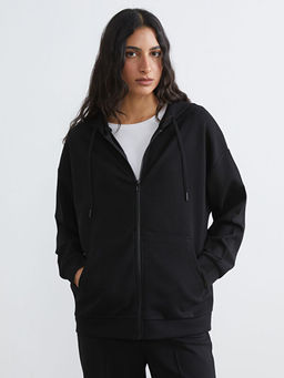 Oversize Soft Touch Kad?n Fermuarl? Sweatshirt