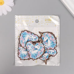 Цена за 10 шт. Декор для творчества дерево Семья единорогов, 4?4.2?0.3 см