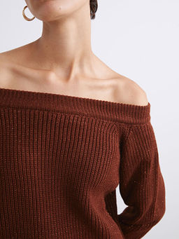 Kay?k Yaka Oversize Kad?n Triko Kazak