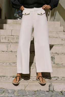 PANTAL?N CULOTTE TEJIDO R?STICO / Crudo - Zara фото 2