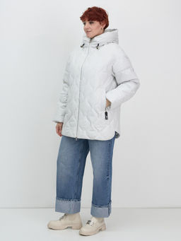 Куртка женская демисезонная с капюшоном серого цвета 1140Sr - Mtforce фото 4
