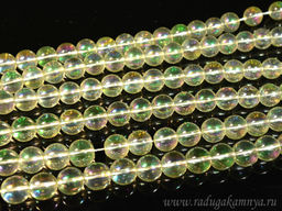 Бусины из хрусталя с титановым напылением шарик 12мм цв.лимонный, 37см, 33 бусины Радуга камня