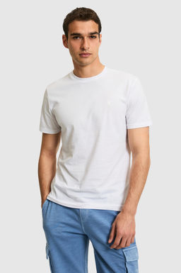 Erkek Regular Fit Bisiklet Yaka Beyaz Basic Ti__rt