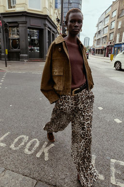 WIDE SATIN TROUSERS WITH BELT