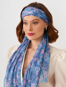 Большой, мягкий, тонкий и очень нежный двусторонний палантин с рисунком в стиле арт-дек