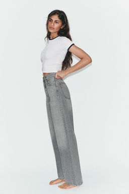 JEANS TRF EXTRA WIDE LEG TIRO ALTO / Gris claro - Zara фото 4