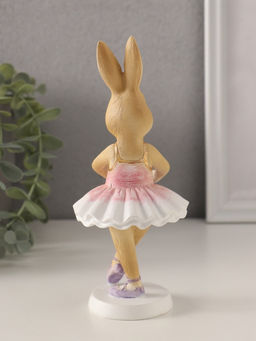 Фигурка полистоун Зайка-балерина в бело-розовой пачке, 7?7?18 см