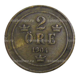 Монета 2 эре 1904 года Швеция