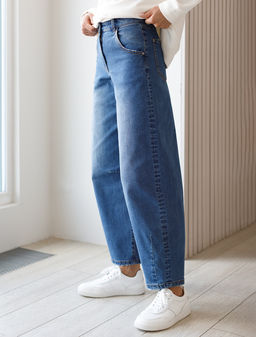 Джинсы Baggy с декоративной стиркой сз эластичного денима