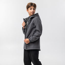 RODOS Куртка софтшелл для мальчика демисезон М-311д Тёмно-серый  фото 4