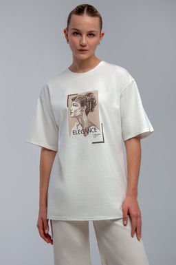 Арт. 31125 Футболка женская оверсайз 44-52 (5 шт) Цвет:молочный