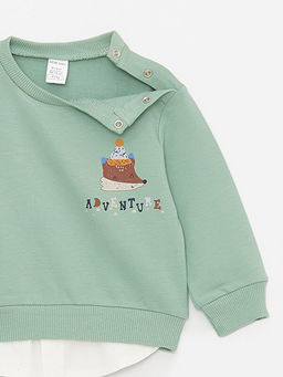 Bisiklet Yaka Uzun Kollu Bask?l? Erkek Bebek Sweatshirt ve Pantolon 2li - Waikiki фото 3