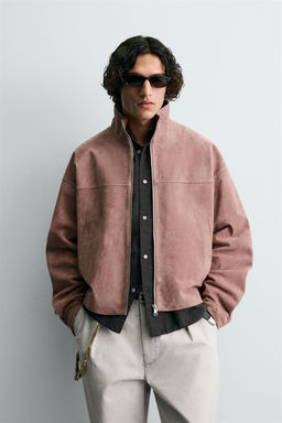 CROPPED FIT LEATHER SPLIT SUEDE JACKET - Zara фото 2