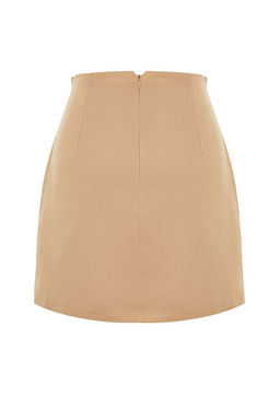 Vizon Yuksek Bel A-Line Mini Boy Dokuma Etek TWOSS22ET0136